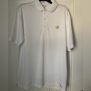 Men’s MASTERS White Golf Polo Shirt With Iconic Logo Size L